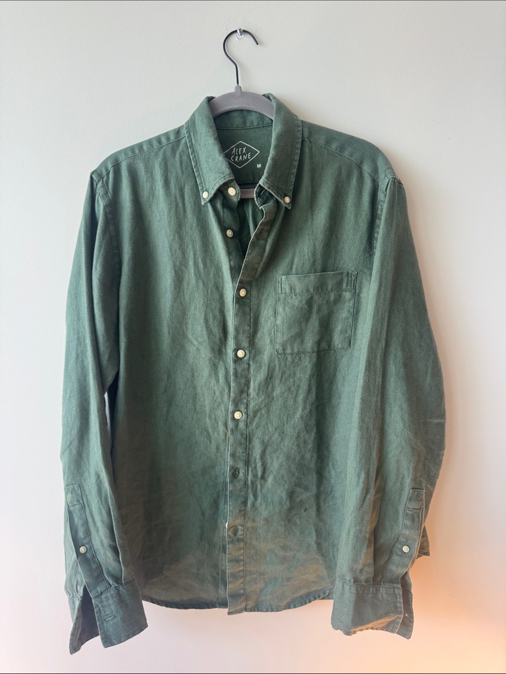Alex Crane Men's Button-Down Shirt in Olive Green